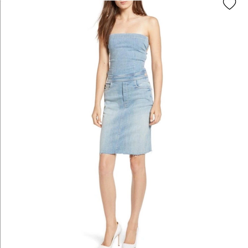 Mother The Tie Back Frayed Denim Dress In Tinge.  New No tag. Never worn